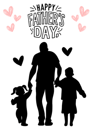 Happy Father's Day Card: Father and Children Silhouette