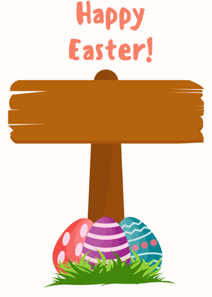 Happy Easter Card: Easter Sign with Colorful Eggs
