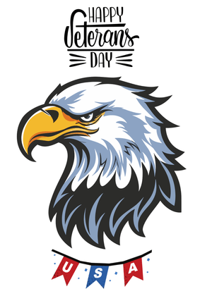 Happy Veteran's Day Card: American Eagle and Veterans Day Banner