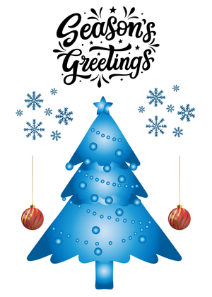 Season's Greetings Card: Festive Blue Christmas Tree