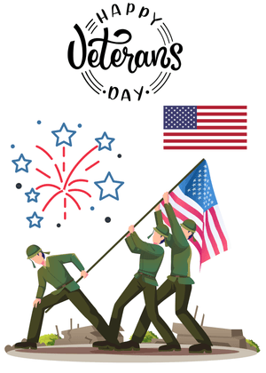 Happy Veteran's Day Card: Veterans Day Celebration with Flag Raising