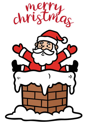 Merry Christmas Card: Santa Claus in Chimney