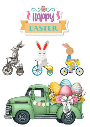 Happy Easter Card: Easter Celebrations with Bunnies and Eggs