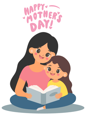 Happy Mother's Day Card: Mother and Child Reading Together