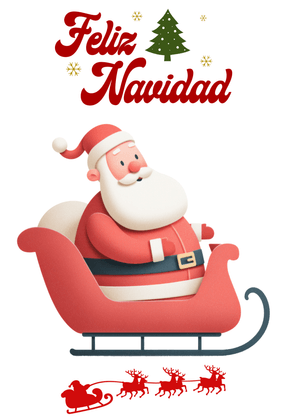 Feliz Navidad Card: Santa Claus in Sleigh