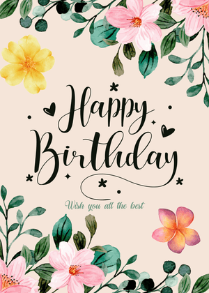 Happy Birthday Greeting Card: Floral Birthday Greeting Card