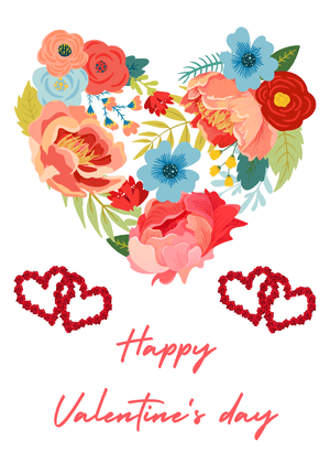 Happy Valentine's Day Card: Floral Heart with Valentine Message