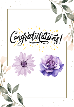 Congratulations Greeting Card (Template) with Floral Accent