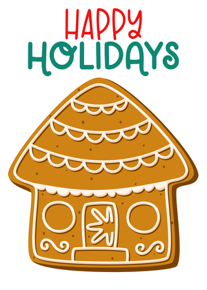 Happy Holidays Card: Gingerbread House with Holiday Text