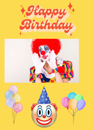 Happy Birthday Greeting Card: Clown's Birthday Celebration