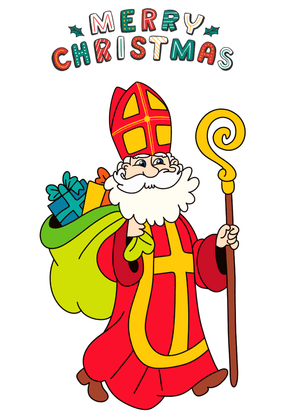 Merry Christmas Card: Santa Claus with Presents