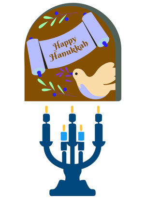 Happy Hanukkah Card: Hanukkah Greeting with Dove and Menorah