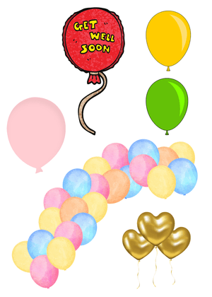 Get Well Soon Card: Colorful Get Well Soon Balloons