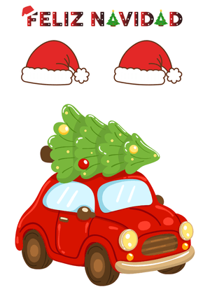 Feliz Navidad Card: Festive Car with Christmas Tree