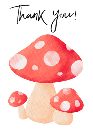 Thank You Card: Whimsical Mushroom Trio