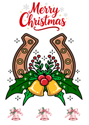 Merry Christmas Card: Festive Horseshoe and Holly