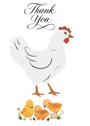 Thank You Card: Hen and Chicks with Thank You Note