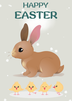 Happy Easter Card: Easter Bunny and Chicks