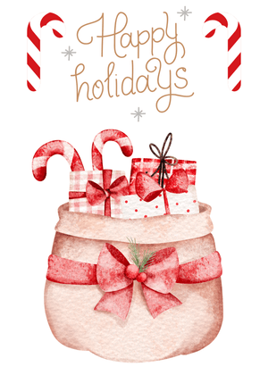 Happy Holidays Card: Festive Holiday Gift Basket