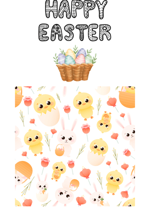 Happy Easter Card: Adorable Easter Bunny and Chick Pattern