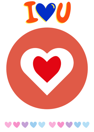 I Love You with Hearts Card: Heart Symbol With I Love You