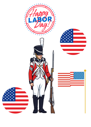 Happy Labor Day Card: Patriotic Soldier with Flags