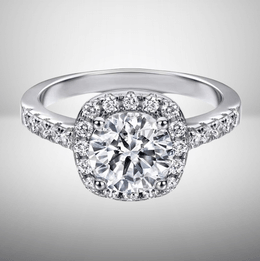 2 CT Moissanite Engagement Ring - Halo Style 925 Silver