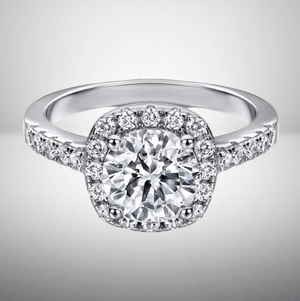 2 CT Moissanite Engagement Ring - Halo Style 925 Silver