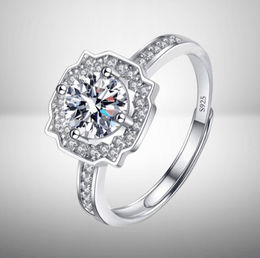 FLORAL HALO (FLOWER / CROWN) MOISSANITE FLORAL CROWN RING – 2 CT