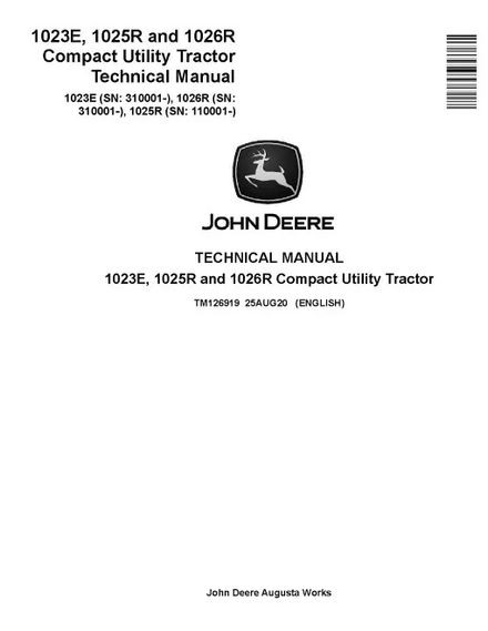 John Deere 1023E 1025R 1026R PDF Technical Manual TM126919
