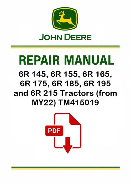 John Deere 6R 145-215 MY22 Tractors Repair Manual TM415019