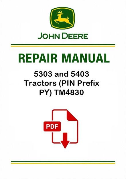 John Deere 5303 5403 Tractors Technical Manual TM4830