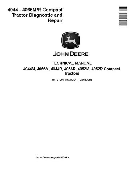 John Deere 4044M, 4044R, 4052M, 4052R, 4066M and 4066R Diagnostic and Repair Manual TM164619