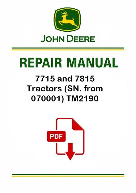 John Deere 7715 7815 Tractors Repair Manual TM2190