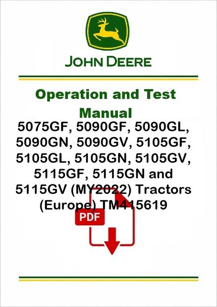 John Deere 5075GF-5115GV MY2022 Diagnostic Manual (TM415619)
