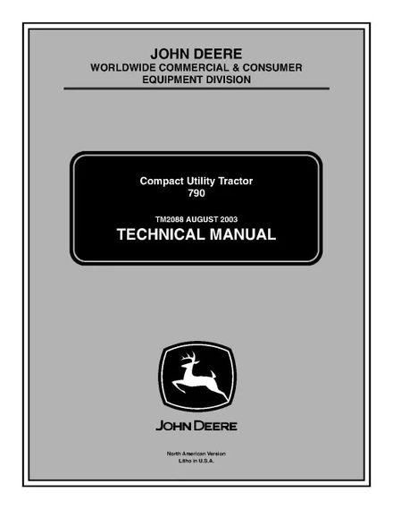 John Deere 790 (SN: 592446-) Compact Utility Tractors Technical Manual TM2088
