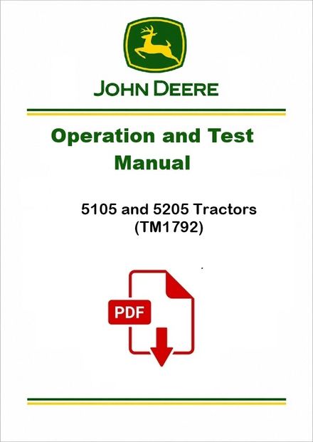 John Deere 5105 5205 Tractors Technical Manual TM1792