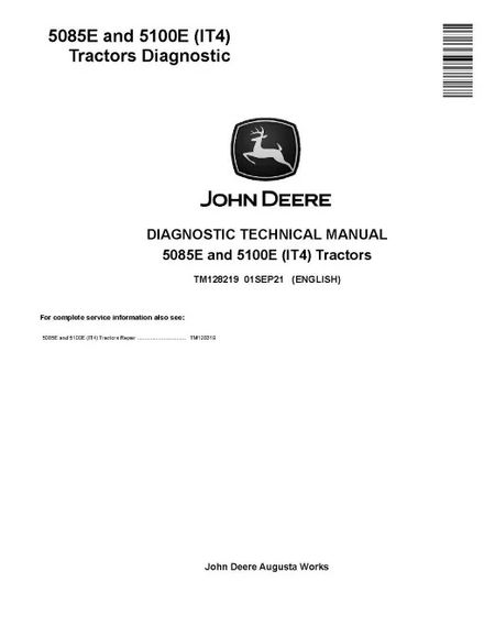 John Deere 5085E and 5100E iT4 Tractors Diagnostic Manual (TM128219)