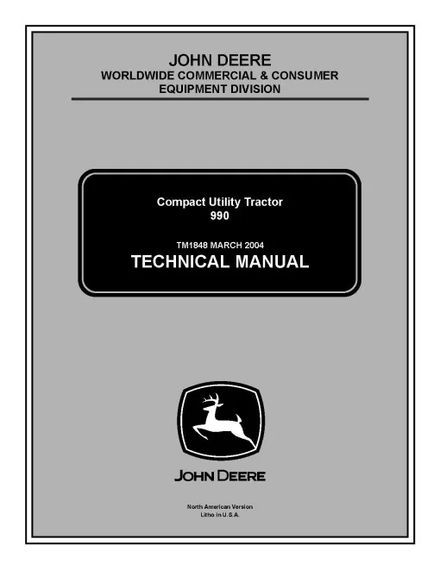 John Deere 990 Compact Utility Tractors Technical Manual (TM1848)