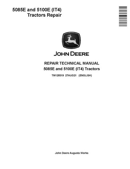 John Deere 5085E and 5100E iT4 Tractors Repair Manual (TM128319)