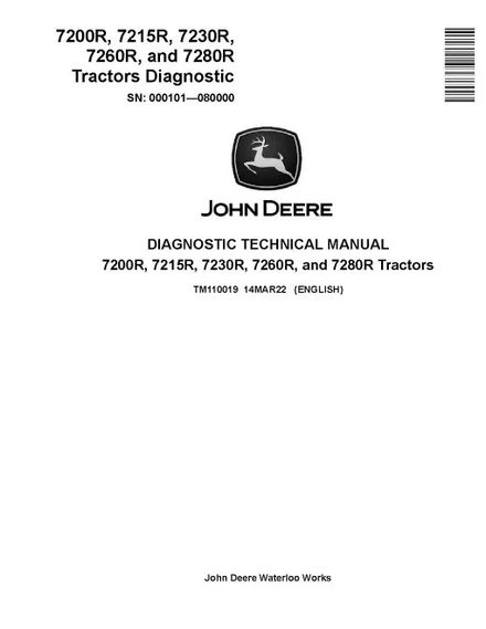 John Deere 7200R 7215R 7230R 7260R 7280R PDF Diagnostic Manual TM110019