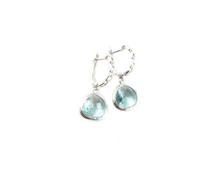 Silver earrings with stone pendants, mint earrings