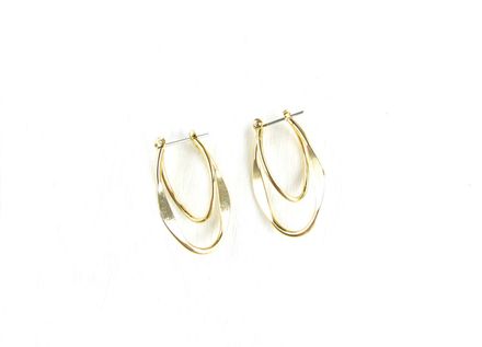 Oval ring earrings, geometric gold earrings "Romance"