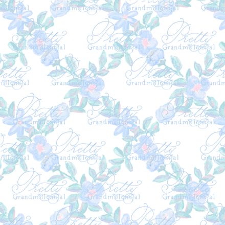 Preppy Trellis Blue Flowers