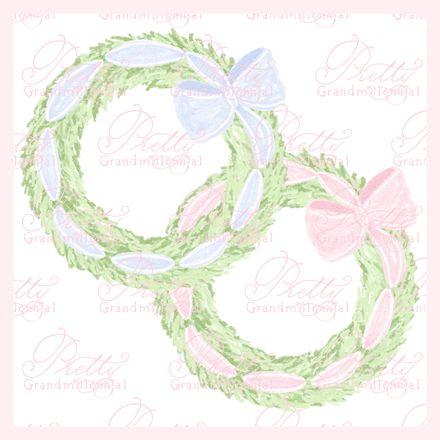Preppy Blue &amp; Pink Bows Ribbon Wreaths