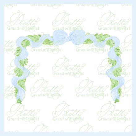 Preppy Bow Wreath Frame Blue Ribbon