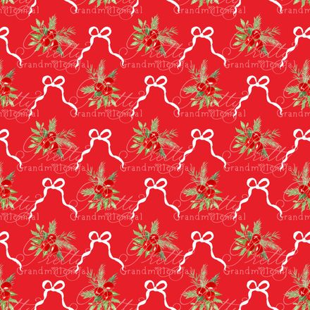 Preppy Christmas Berries and White Bows on Red