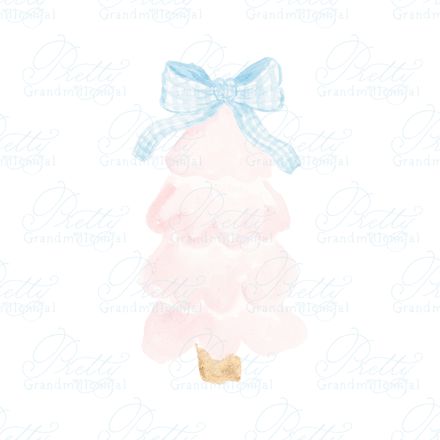 Preppy Light Pink Christmas Tree with Blue Bow