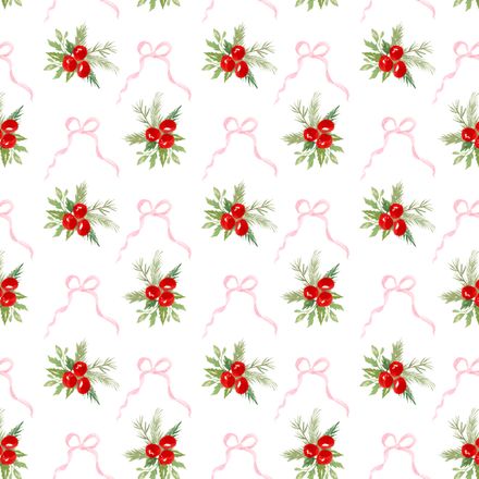 Preppy Christmas Berries and Pink Bows