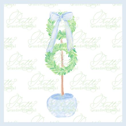 Preppy Topiary Bow Ginger Jar Pot